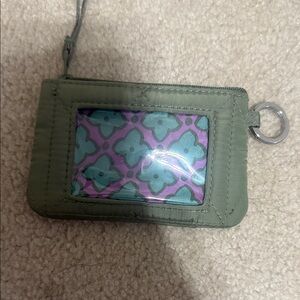 Green Wristlet with Patterned ID Window Vera Bradley